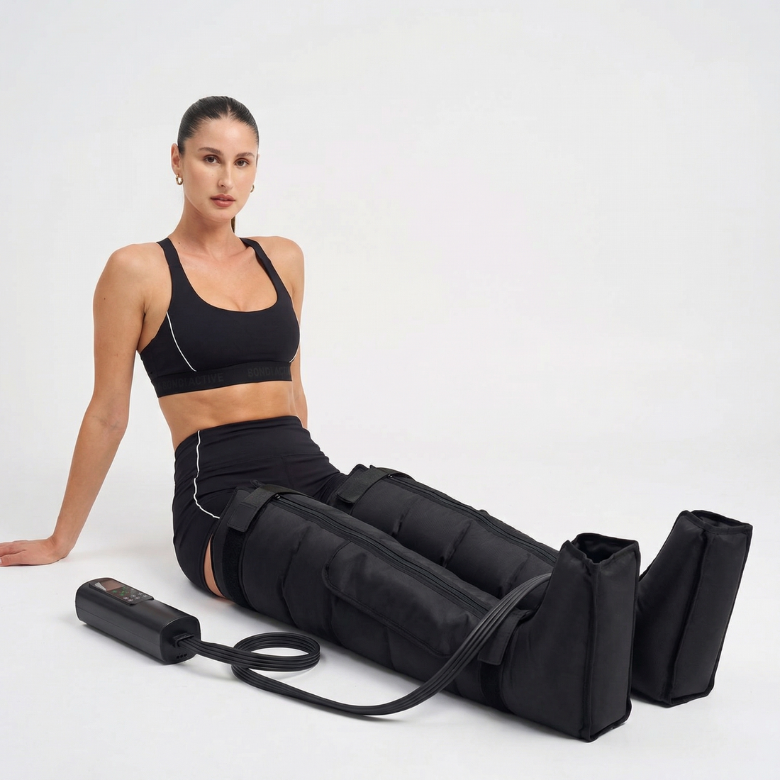 Nicebeam RecoveryFlow compression boots for a nighttime recovery routine