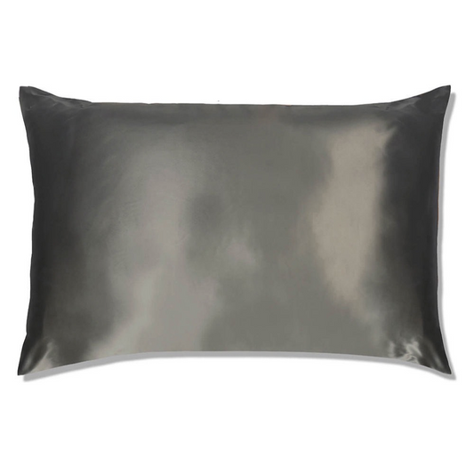PURE SOL. Beauty Sleep Happy 100% Mulberry Silk Pillow Case - Silver