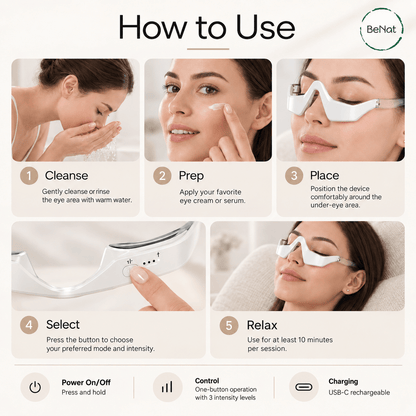 Under-Eye Red Light Therapy Massager - Skin Rejuvenation & Relaxation Device